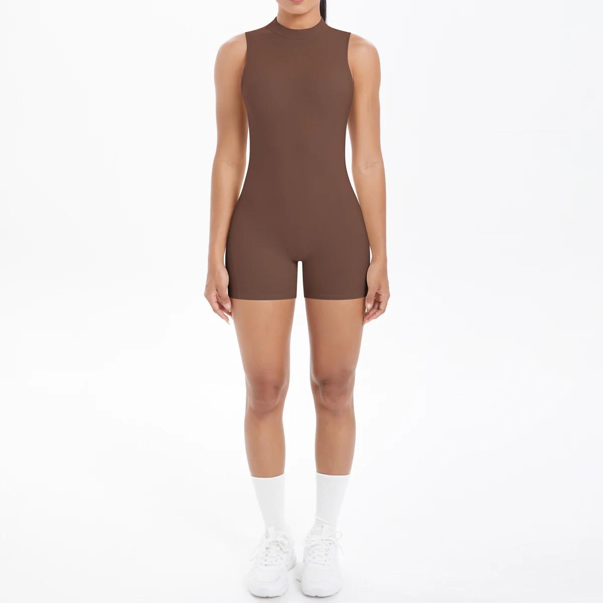 Combinaison de Yoga creuse sans manches, dos nu, pour femmes, body de couleur unie, sport de levage,