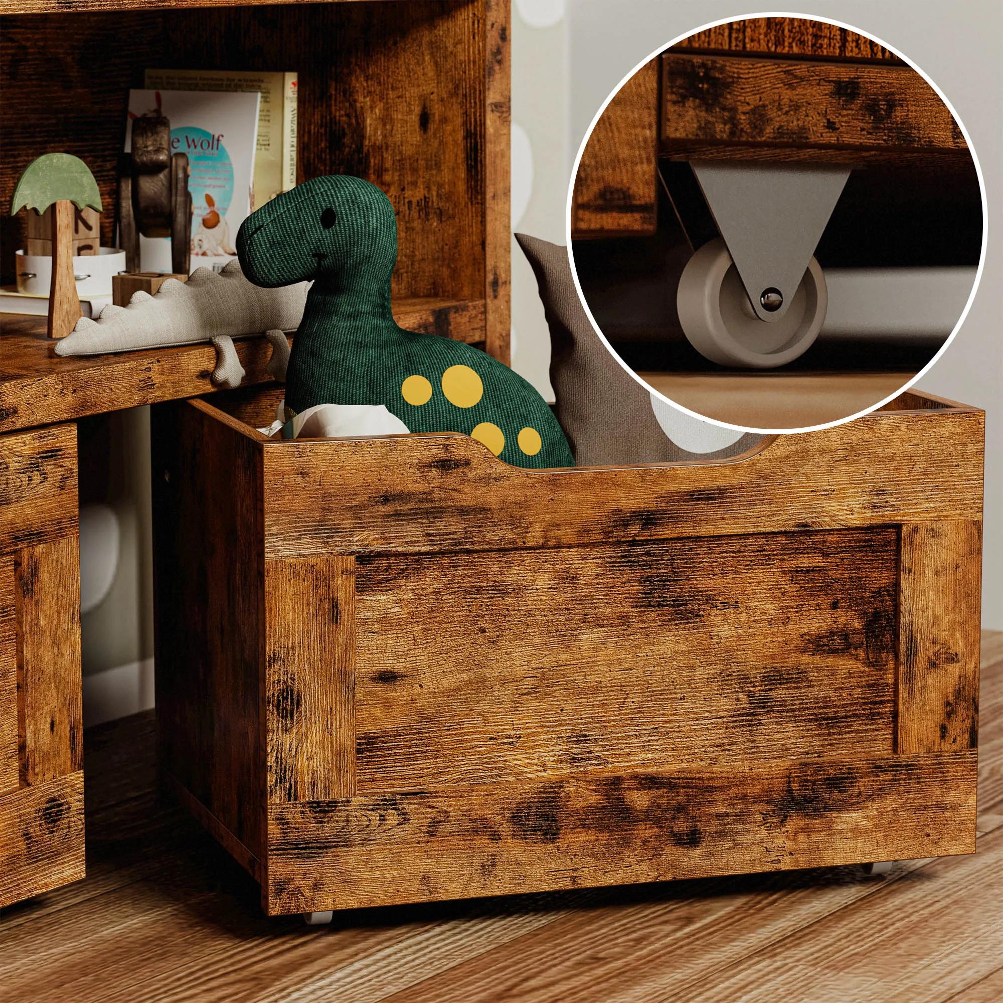 IlearCK-rangement de jouets pour garçons et filles, avec égouts de proximité, roues et étagère ouver