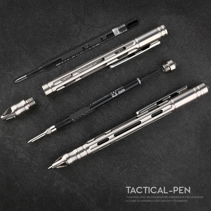 EDC – stylo tactique automatique en alliage de titane à deux usages, équipement multifonctionnel pou