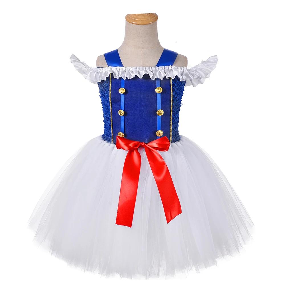Costume de marin d'officier de capitaine de la marine pour filles, robe de princesse Tutu en Tulle b
