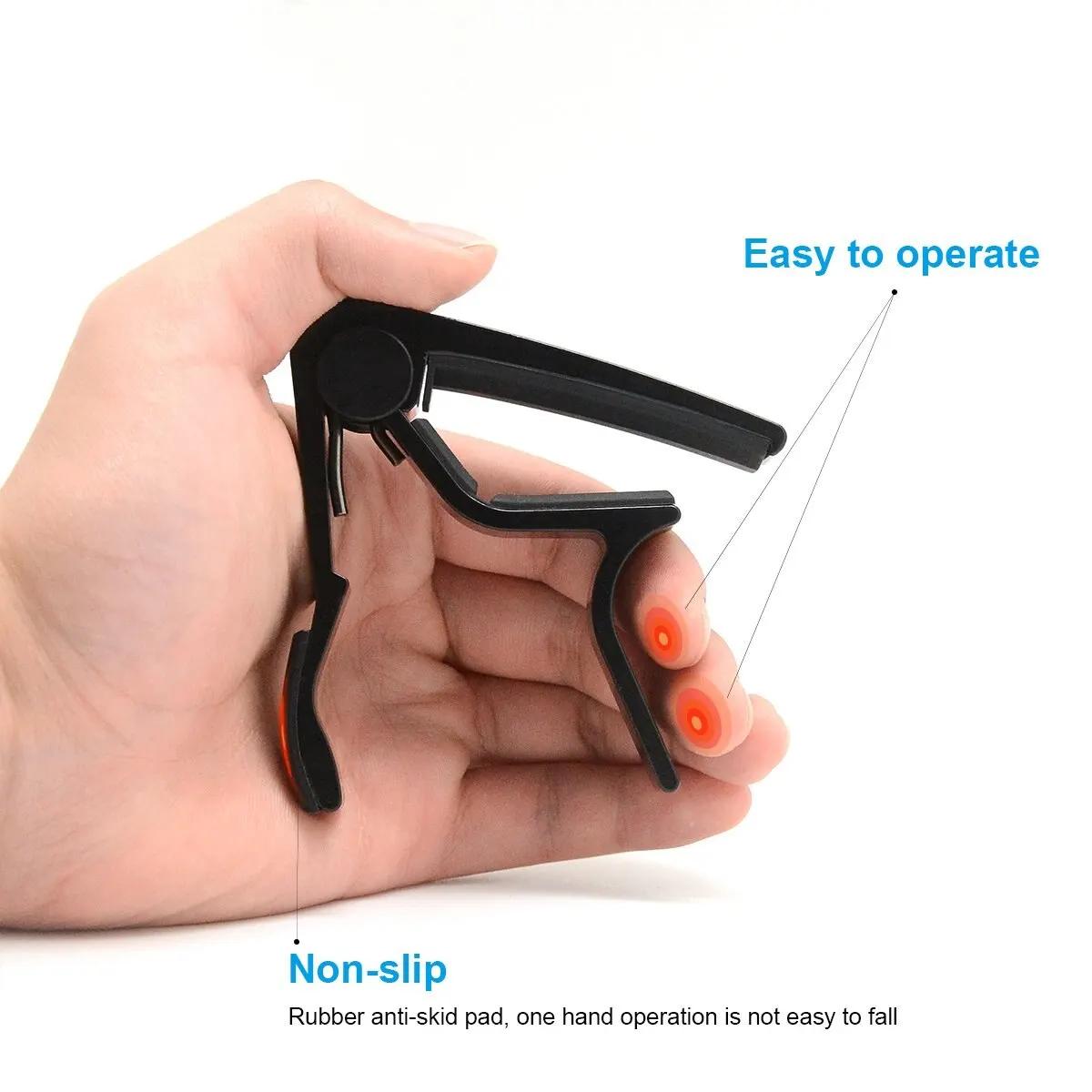 Capodastre de guitare pour guitares acoustiques et électriques Capos à une main noir