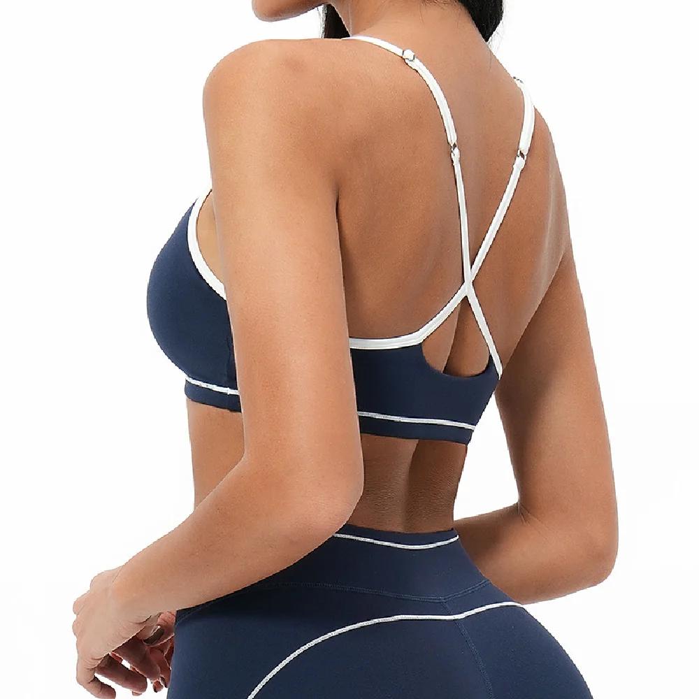 Soutien-gorge de yoga sexy bicolore pour femme, antichoc, à séchage rapide, pour le fitness et l'ent