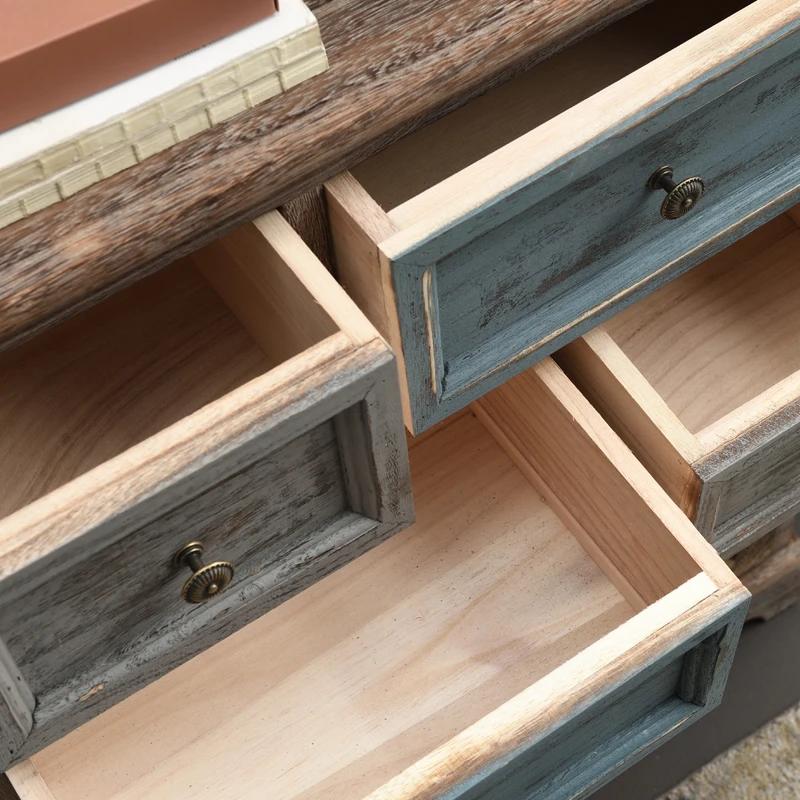  Buffet méditerranéen en détresse : Armoire de rangement en bois massif à mortaise et ténon pour