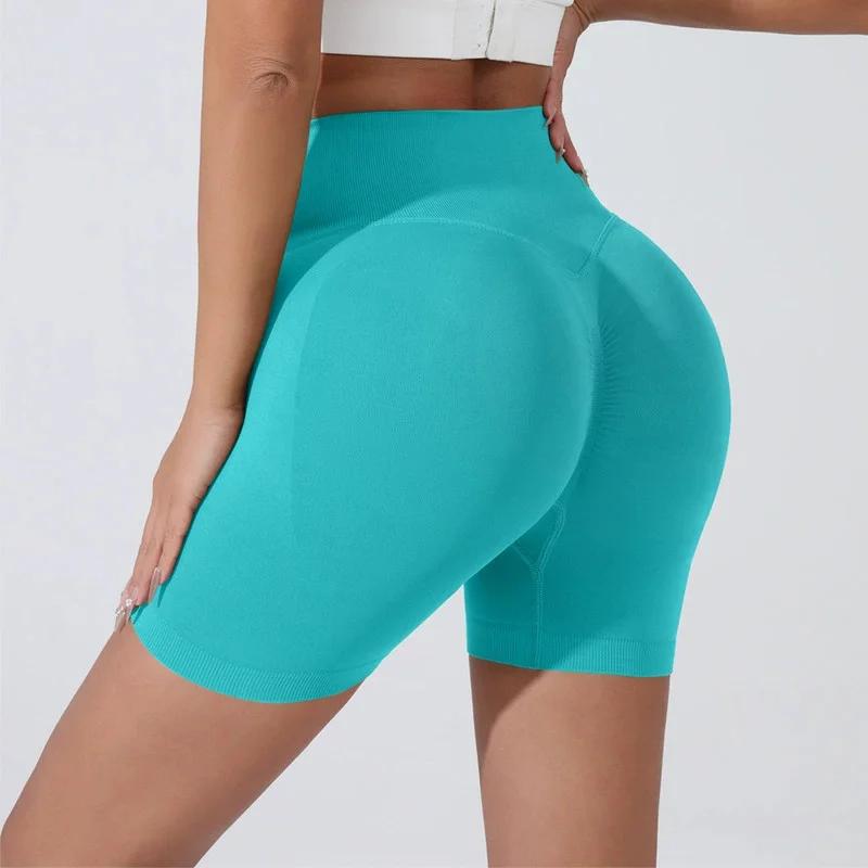 Short de sport de levage de hanche pêche pour femmes, taille haute, amincissant, entraînement de cou