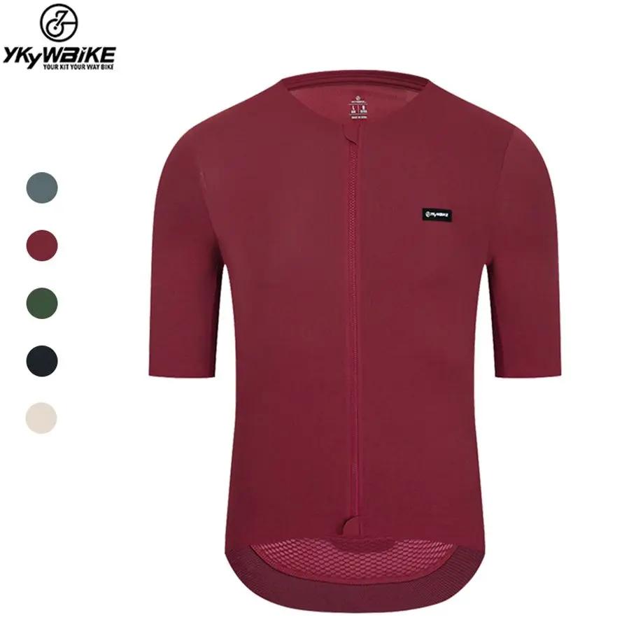 YKYWBIKE-Maillot de cyclisme à manches courtes, chemises de vélo VTT, fermeture éclair YKK, tissu Co