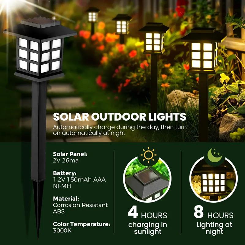 Paquet de 8 lumières solaires de jardin de voie paysage extérieur imperméable pour cour Patio passer