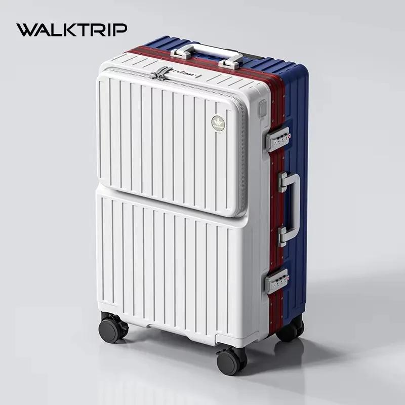 Valise à ouverture frontale en PC avec cadre en aluminium, serrure TSA, porte-gobelet et port de cha