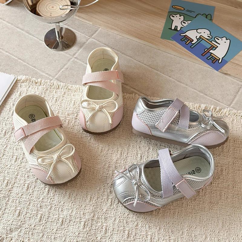 Chaussures pour enfants : Ballerines élégantes à nœud pour filles, semelle souple, style princesse,