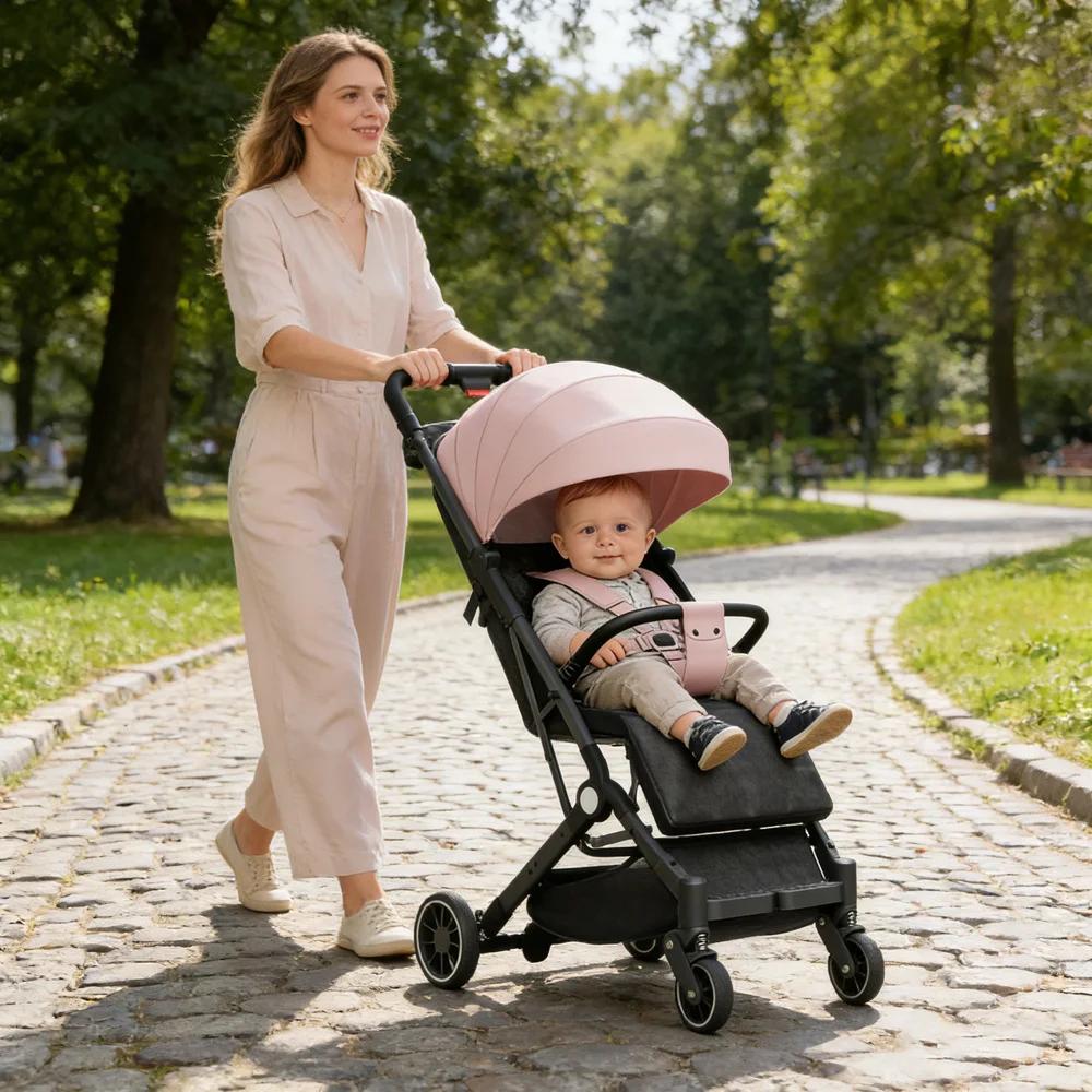 Poussette pliable légère - 6 mois à 4 ans - 360 ° Roues pivotantes - Ultralégères - Dossier réglab