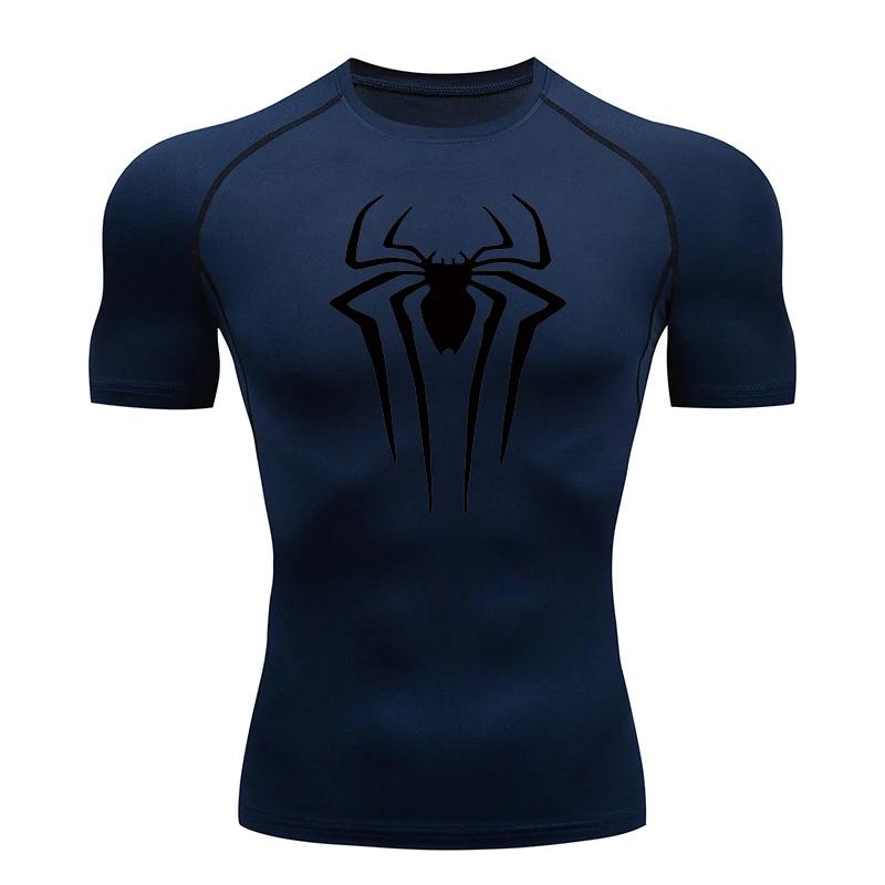 Chemise Compression Imprimée Araignée Homme - T-shirt Été Manches Courtes Séchage Rapide