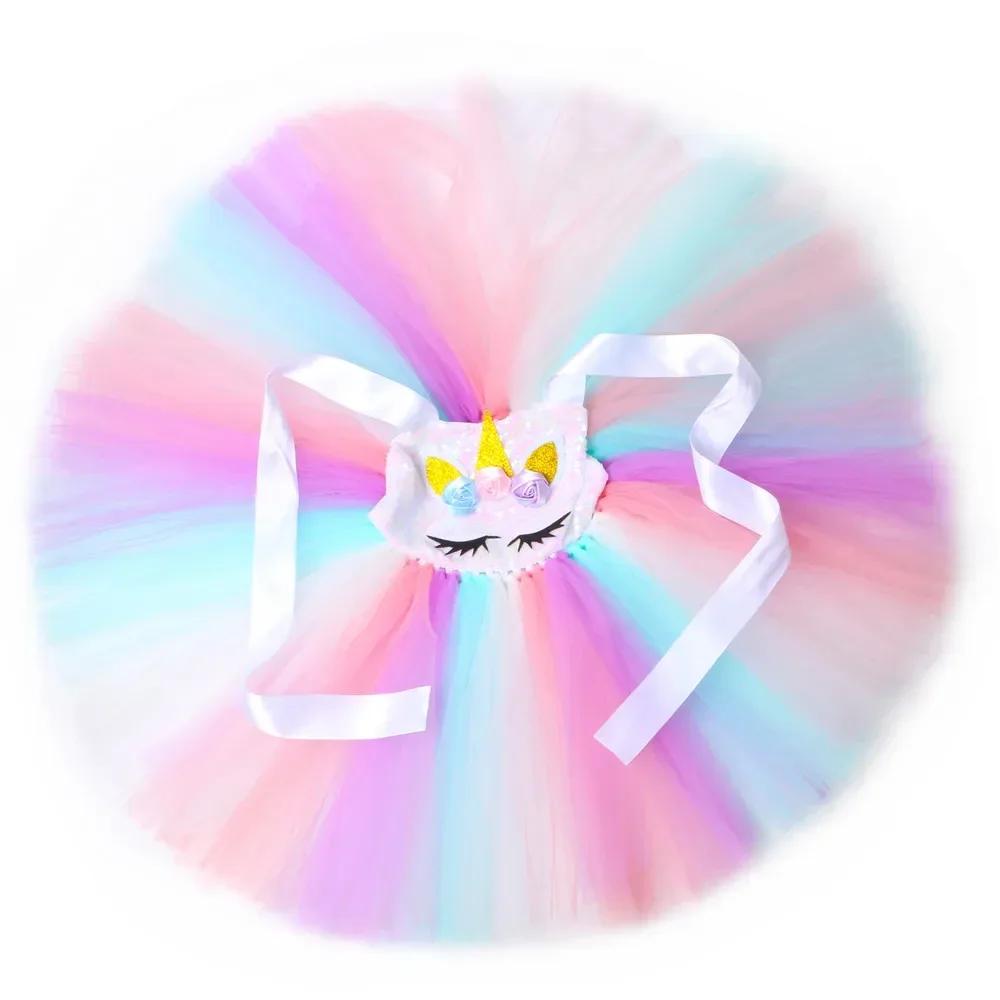 Robe Tutu licorne à paillettes pour filles, Costume de princesse en Tulle à fleurs, tenue de fête d'