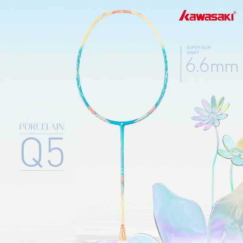 Kawasaki-Raquette de badminton PORCELpuppy Q5 pour femme, fibre de carbone 5U, tige super fine, avan