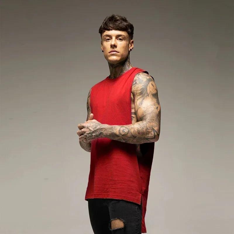 Vêtements de sport de fitness pour hommes, t-shirts en coton précieux, maillots Hip-Hop, extension m