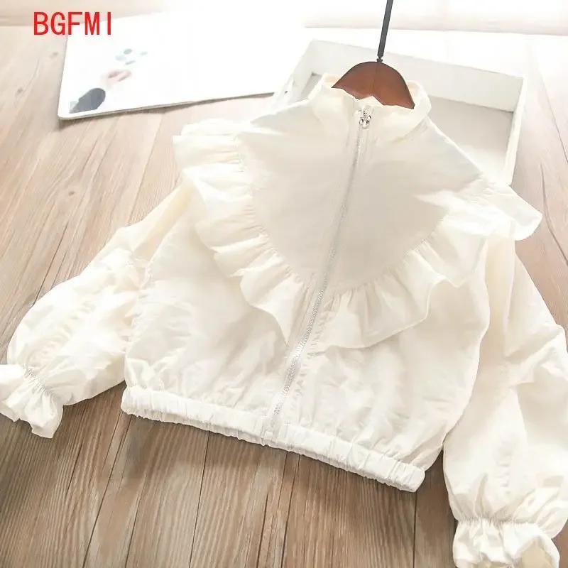 Chemise à Col Montant à Volants pour Fille, Chemisier à Manches sulf, Couleur Unie, 2-10 Ans, Printe