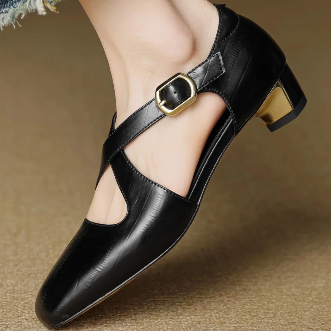 Sandales d'été à enfiler en cuir véritable pour femmes, bande étroite, sangle croisée, élégantes dam