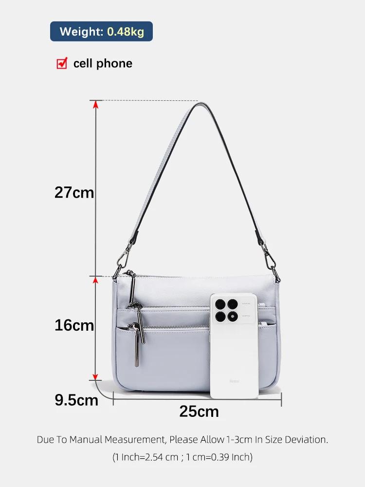 Zency – petit sac à main simple pour femmes, en cuir véritable, grande capacité, sac à bandoulière d