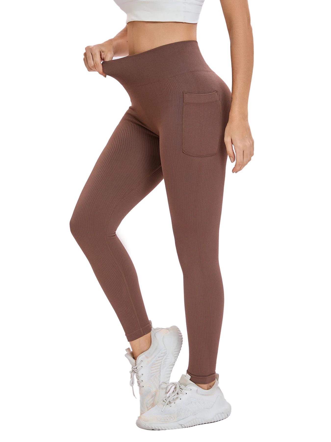 Leggings de sport filetés de couleur unie pour femmes, pantalons de yoga transfrontaliers sans coutu