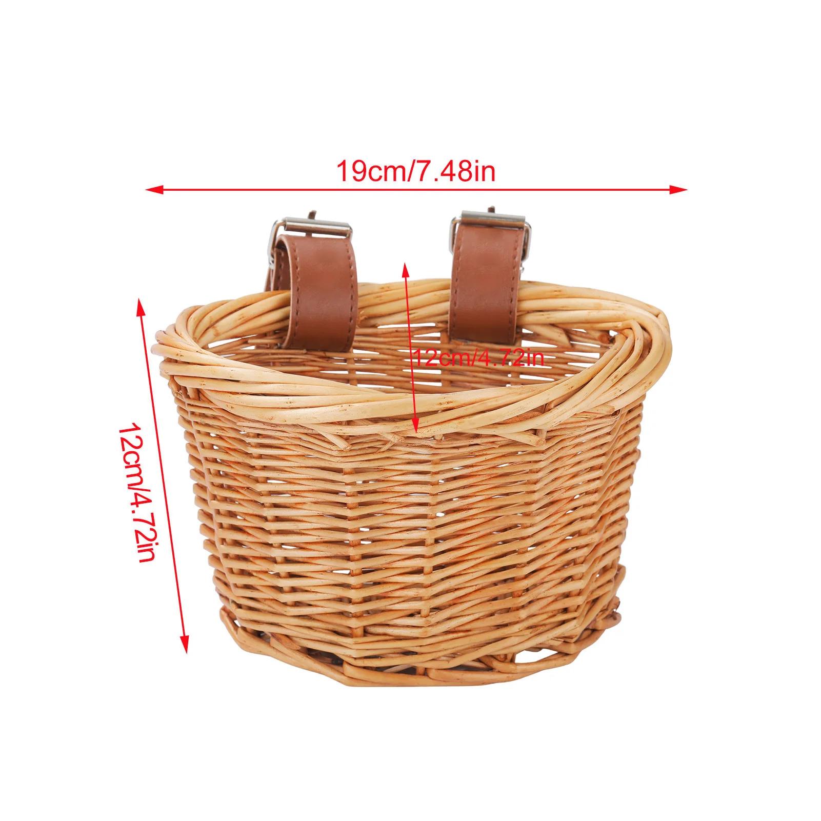 Panier de vélo pour enfants, paniers en osier en forme de D, panier de rangement avant pour scooter