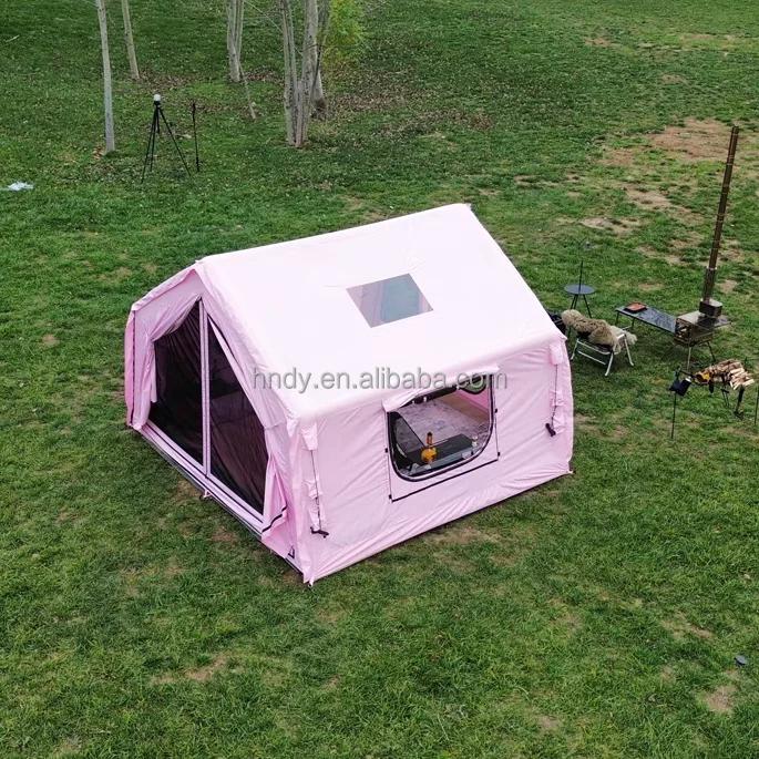 9.0 plus récent rose grandes portes grande fenêtre gonflable tente d'air de Camping en plein Air