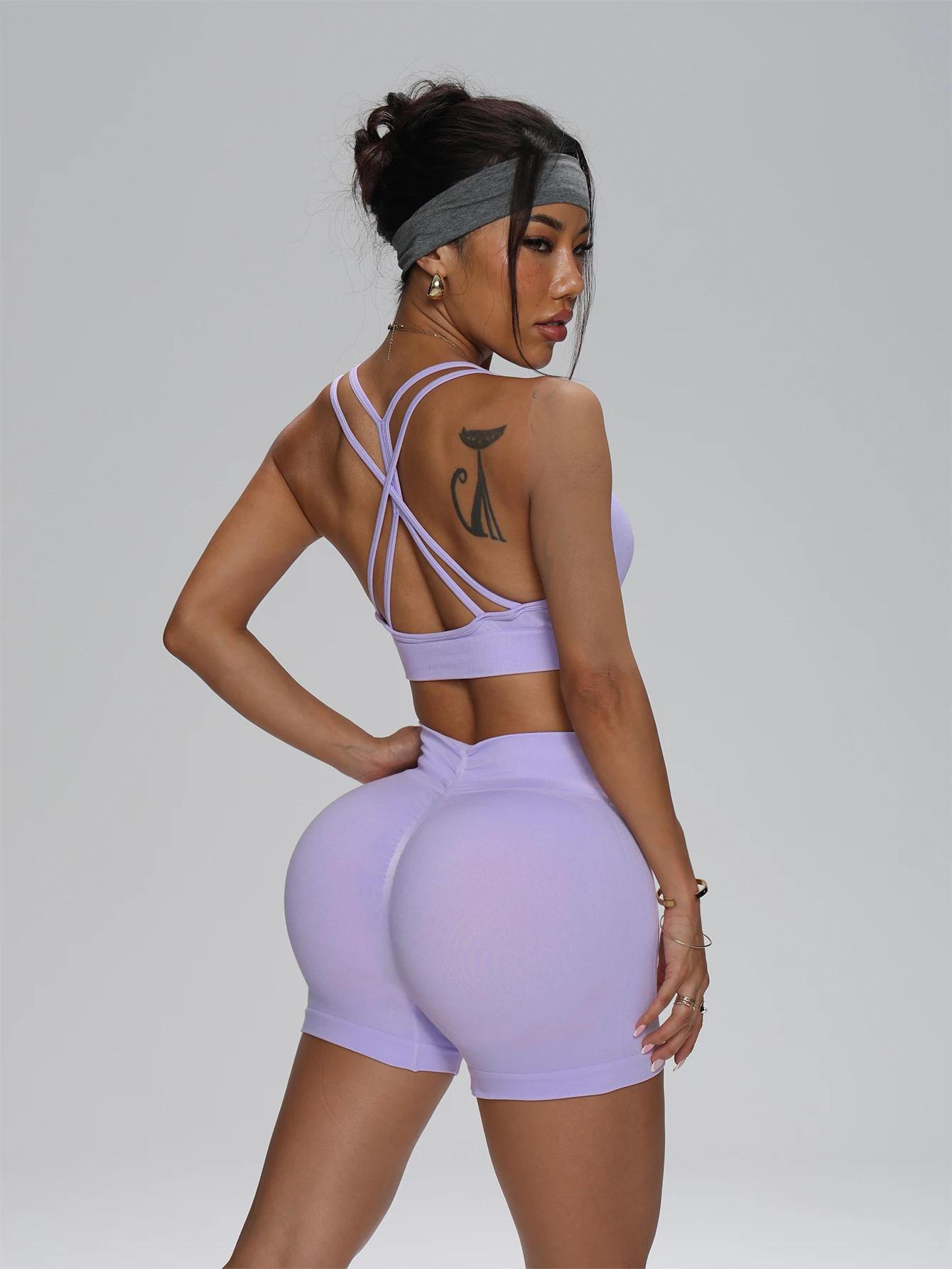 Ensemble de sport sans couture pour femmes, 2 pièces, combinaison de Yoga, soutien-gorge de Fitness