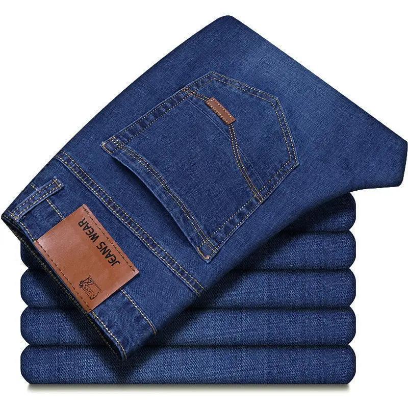 Jeans bleus pour hommes, pantalons décontractés et confortables, pantalons droits, vêtements de marq