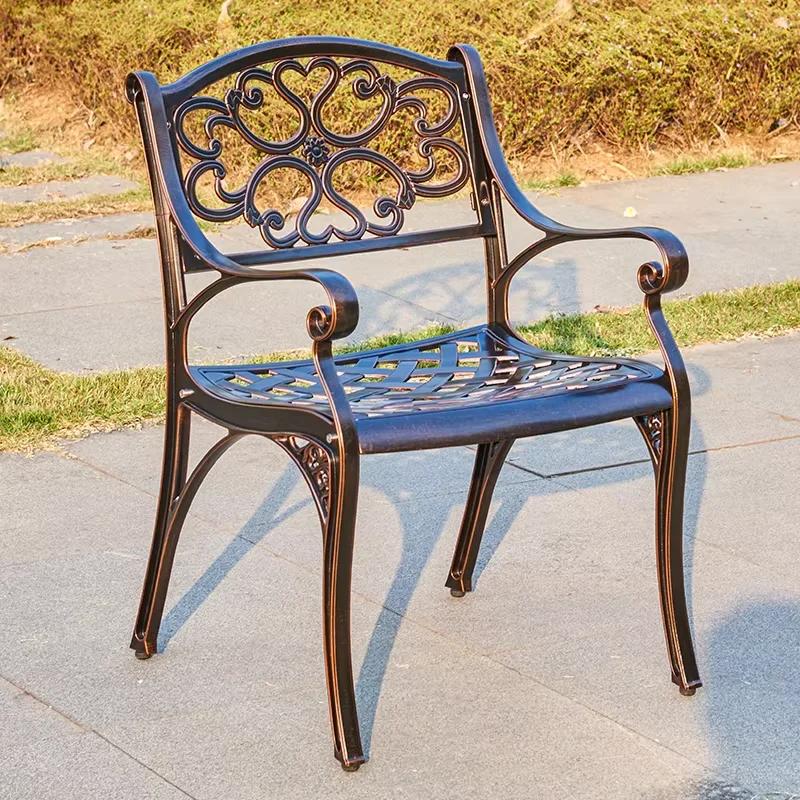 Chaise de jardin européenne en aluminium moulé, chaises en métal antirouille, meubles de loisirs éta