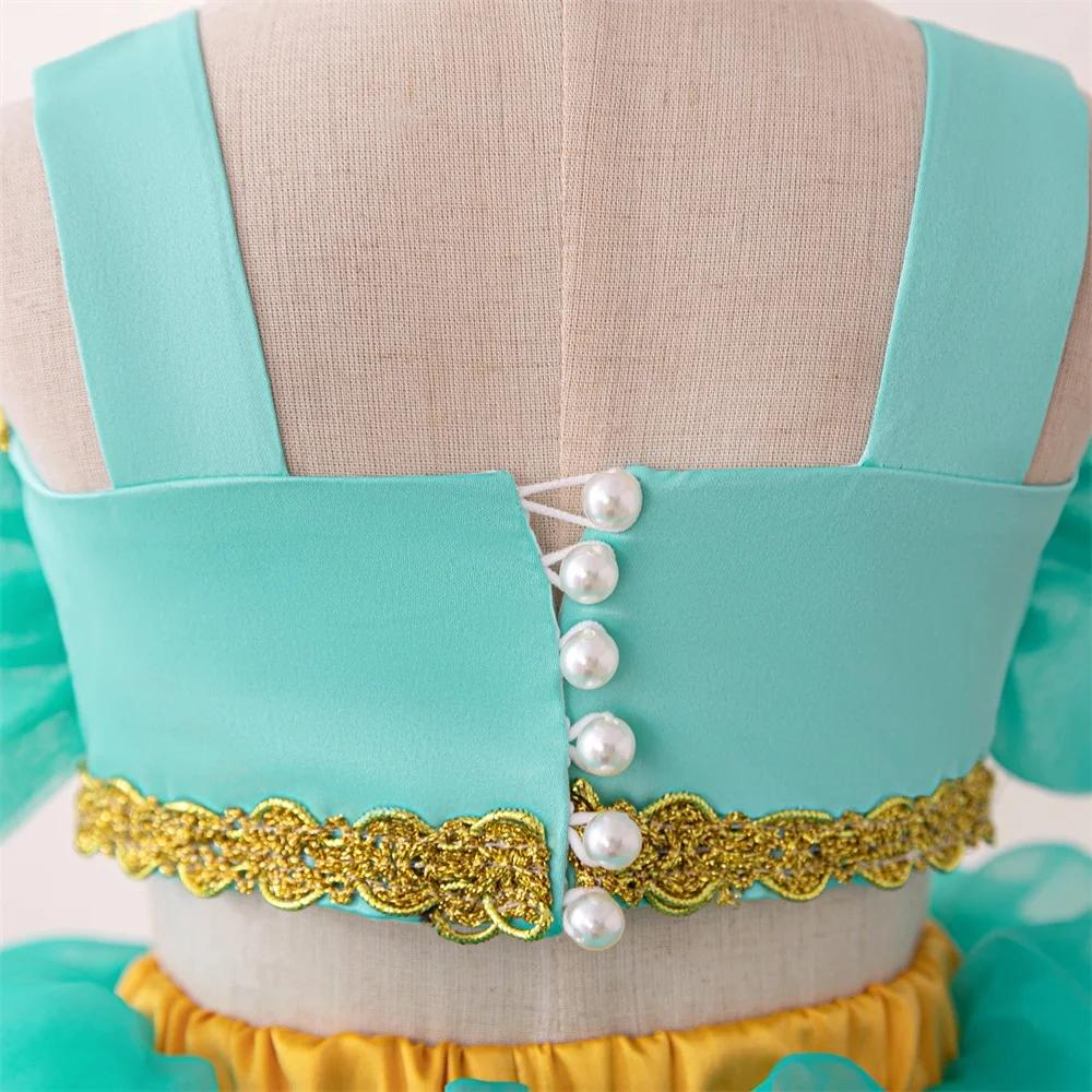 Robes de princesse Jasmine pour petites filles, robe de soirée Cosplay, en Tulle, pour anniversaire,