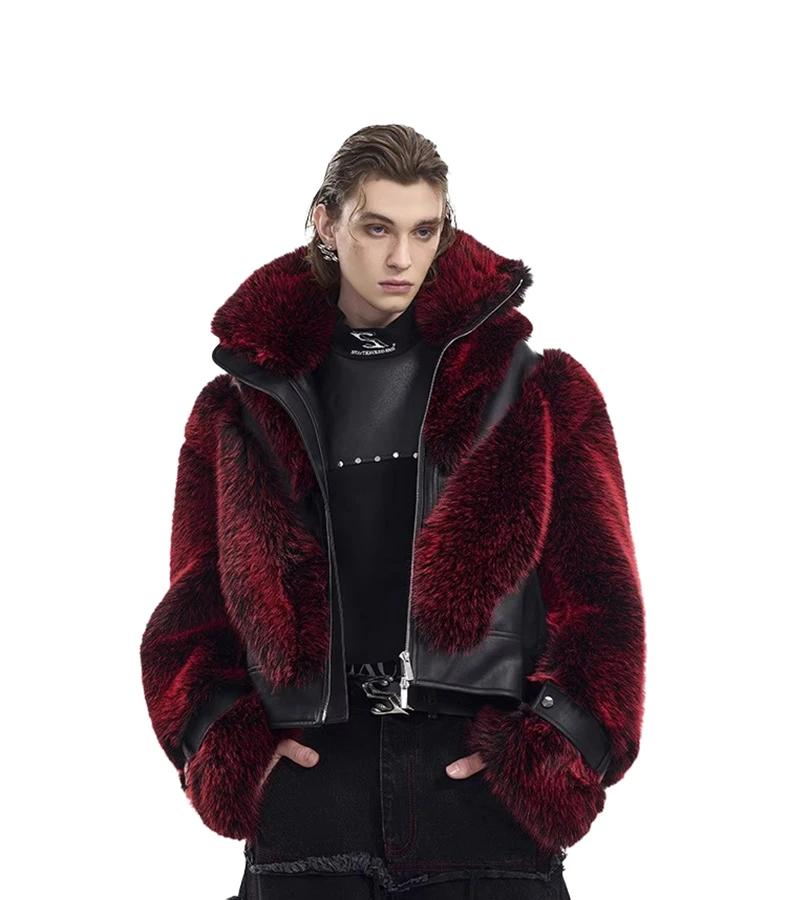 Mauroicardi automne hiver Cool beau épais chaud Patchwork fausse fourrure manteau hommes de luxe vêt