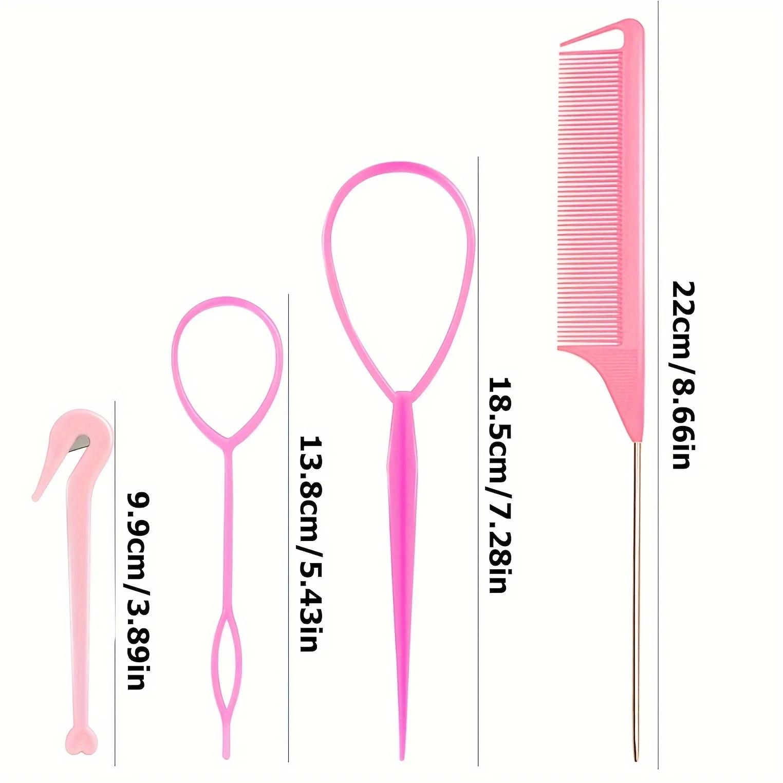 WANMEI – outil de bandeau 4 pièces, outil de tressage de cheveux avec peigne à queue de souris, diss