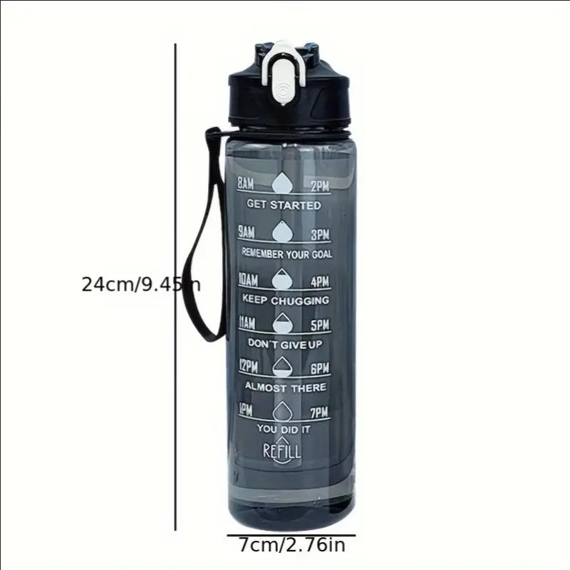 Bouteille d'eau de sport de grande capacité de 800ml/27oz, tasse à boire en plastique anti-fuite ave
