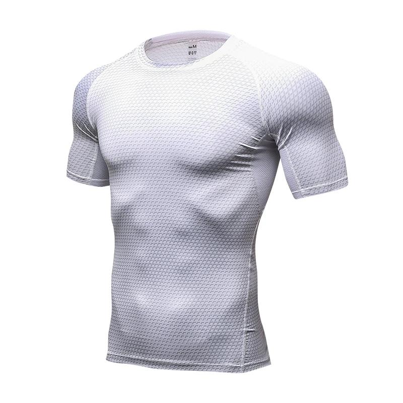 Chemise imprimée à compression pour hommes - T-shirt d'entraînement à séchage rapide pour la course
