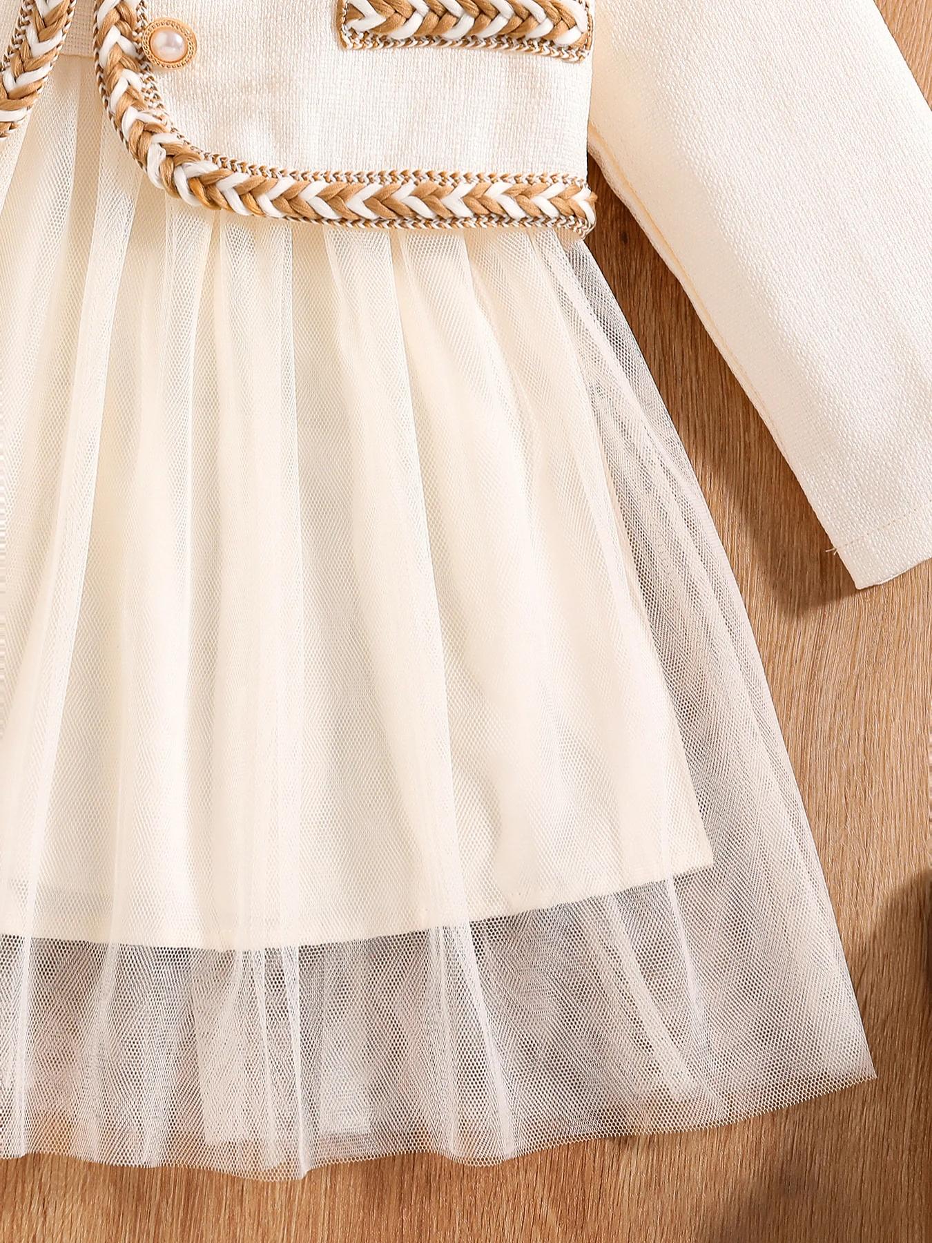 Nouvelle robe mignonne à la mode d'automne pour filles, robe de princesse moelleuse - blanche