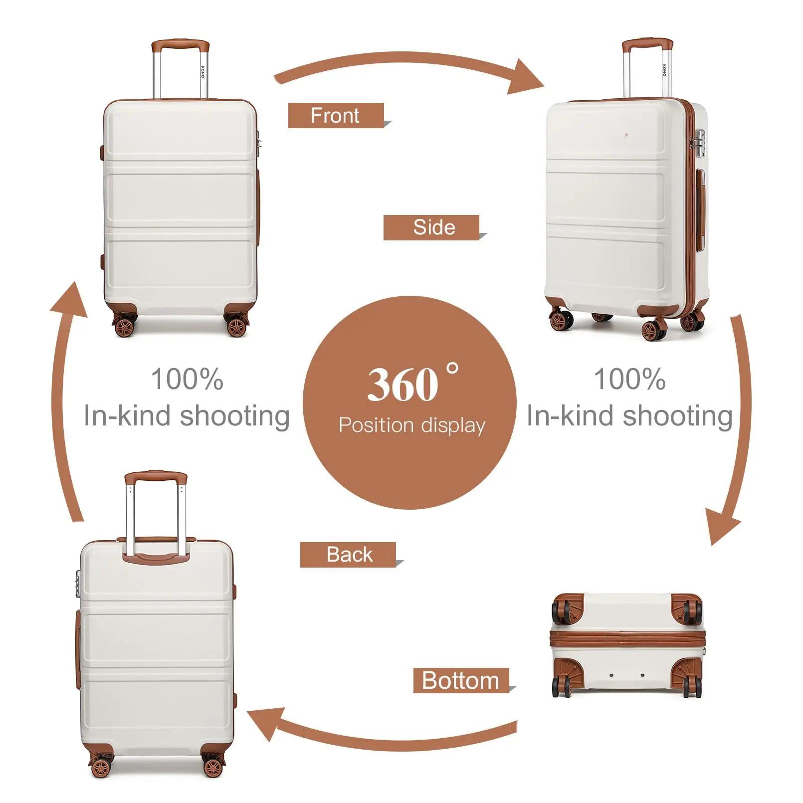 Kono Valise d'habitacle légère – Coque rigide ABS 20/24/28 pouces, convient à EasyJet sous le siège,
