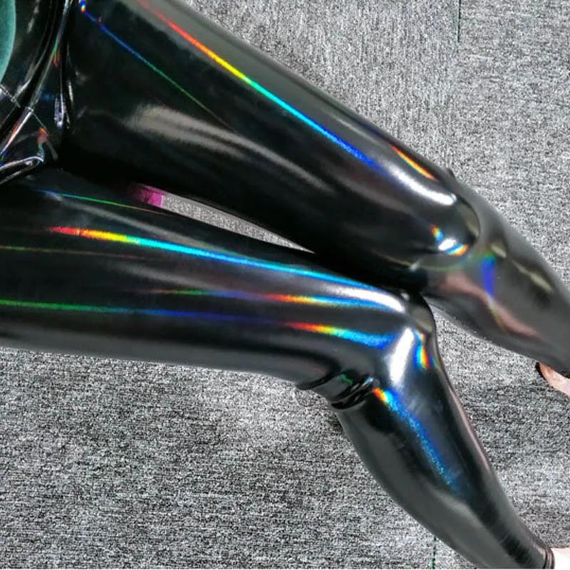 Pantalon en cuir PU taille haute pour femme, couleurs absorbe ouissantes, leggings minces brillants,