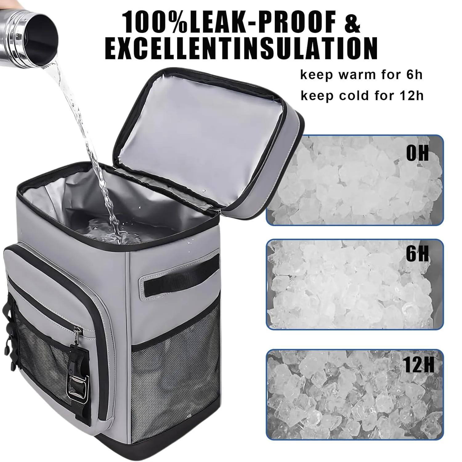 Sac à dos isotherme étanche 30L, sac à dos thermique anti-fuite pour 48 canettes, sac isotherme pour