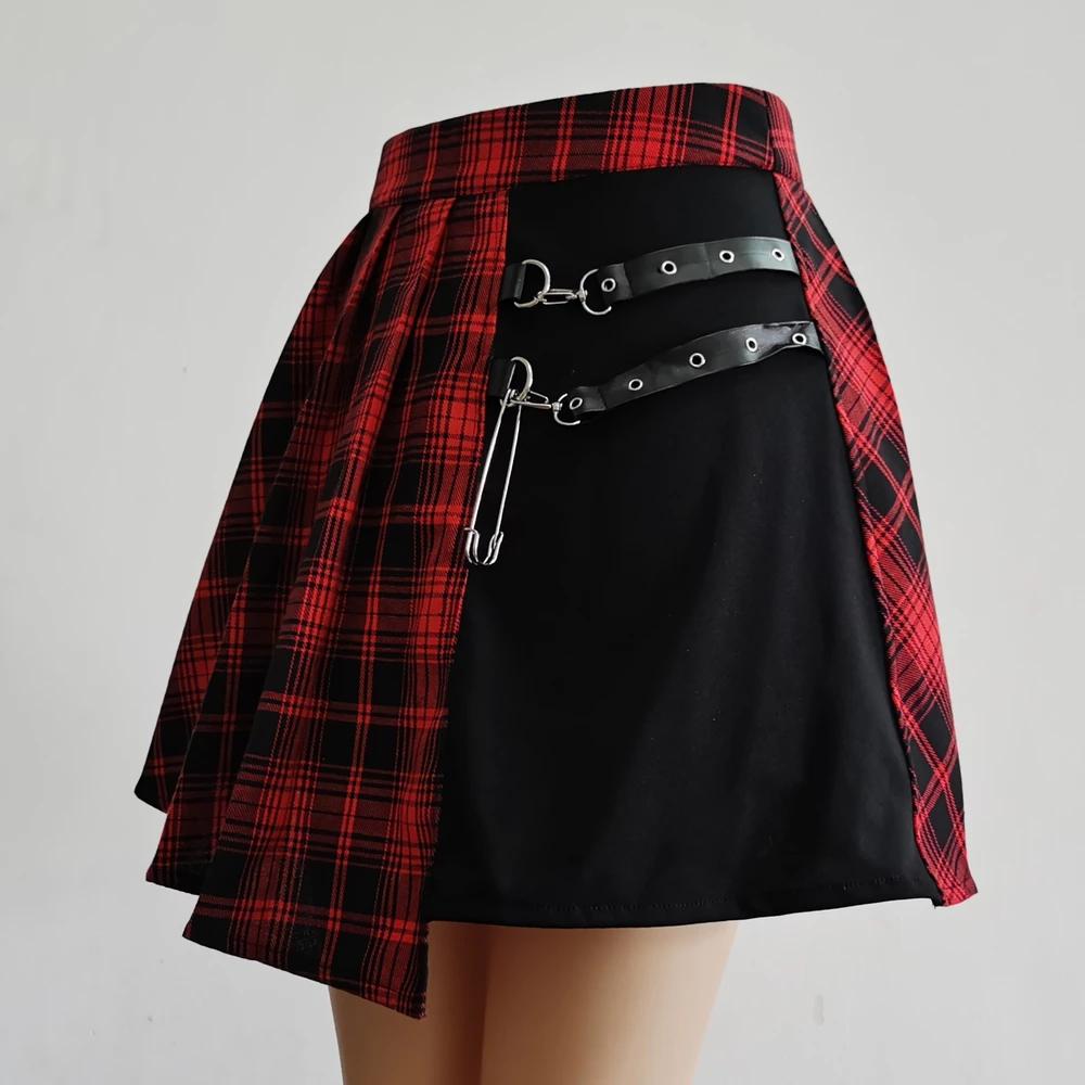 Gothique doux femmes jupe plissée mode Plaid Mini taille haute Chic jupe Kawaii été décontracté dame