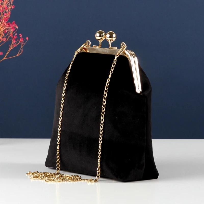 Sacs à main pour femmes en velours doux, 5 couleurs, avec fermoir coquille, à chaîne, porté épaule e
