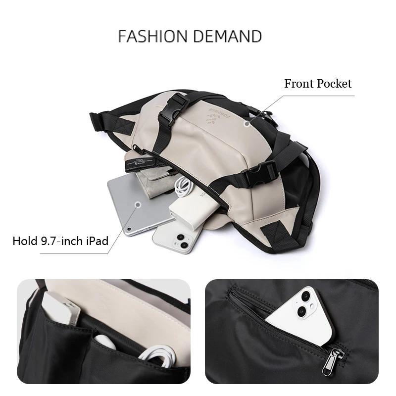 Sac à Bandoulière Décontracté pour Homme, Sacoche Japonaise, Solide, Épissage, Grand Espace, iPad 9.