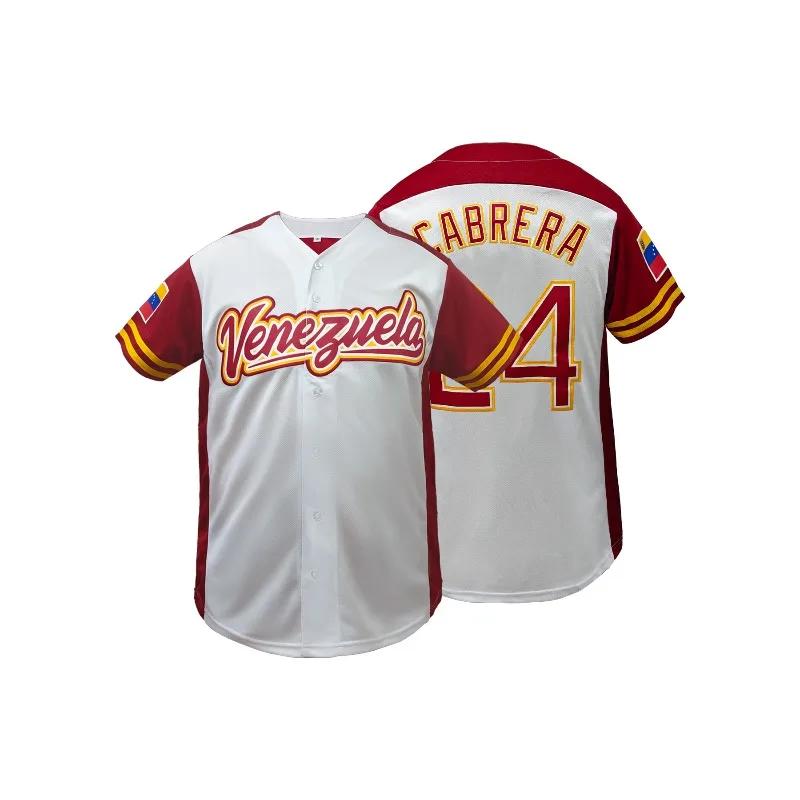 Maillot de baseball respirant pour homme, col en V, manches courtes, broderie « Venezuela », coupe a
