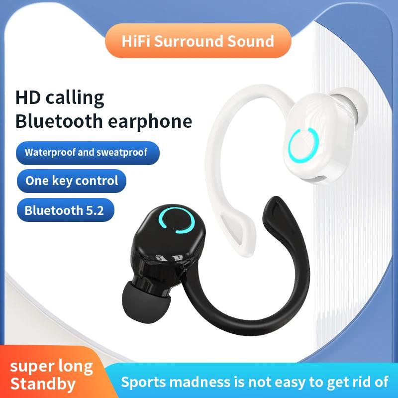 VAORLO-Écouteurs sans fil Bluetooth 5.2 avec micro, crochet d'oreille, casque de sport et de jeu, éc