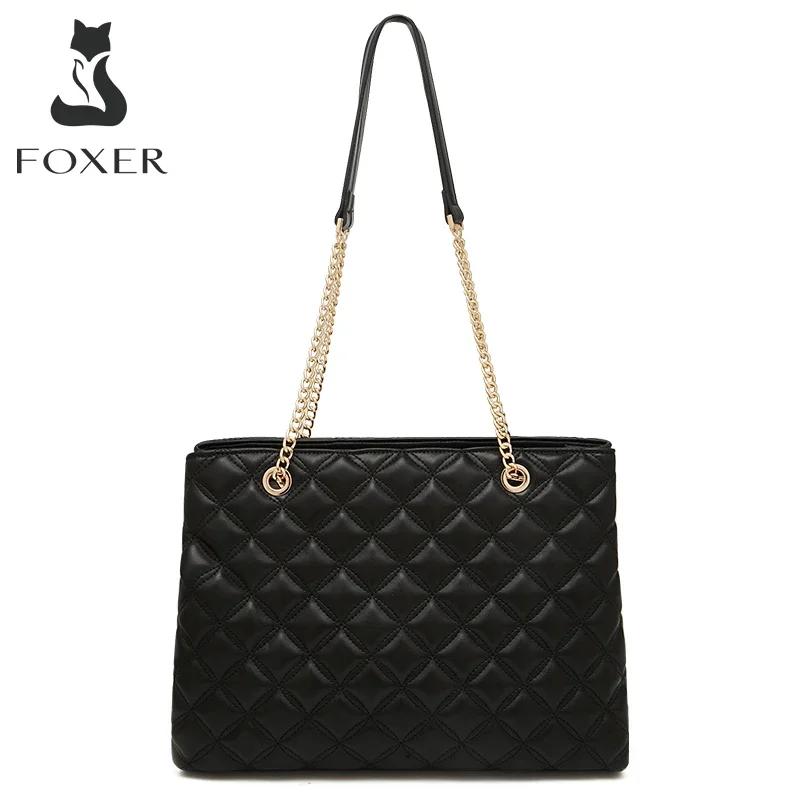FOXER femmes mode matelassé sac à bandoulière femme classique sous les bras sac Vintage dame Simple