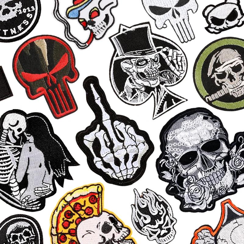 Punk patchs fer sur pour vêtements concepteur crâne extérieur brodé Parche Bordado Para Ropa Termoad