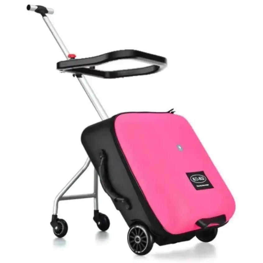Formsio enfants Scooter valise paresseux continuer boîte à bagages roulante assis chariot sac pour b