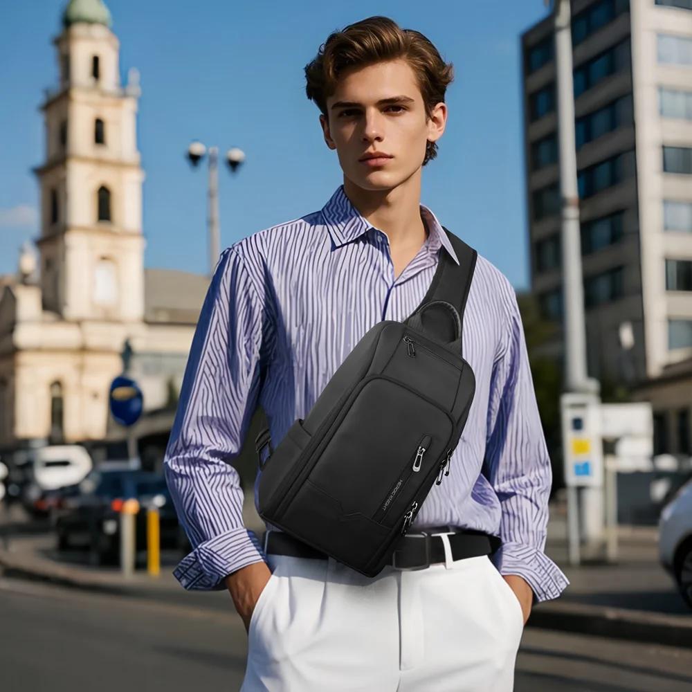 HcanKcan mode hommes sac à bandoulière multifonction USB sac à bandoulière étanche sac de messager t