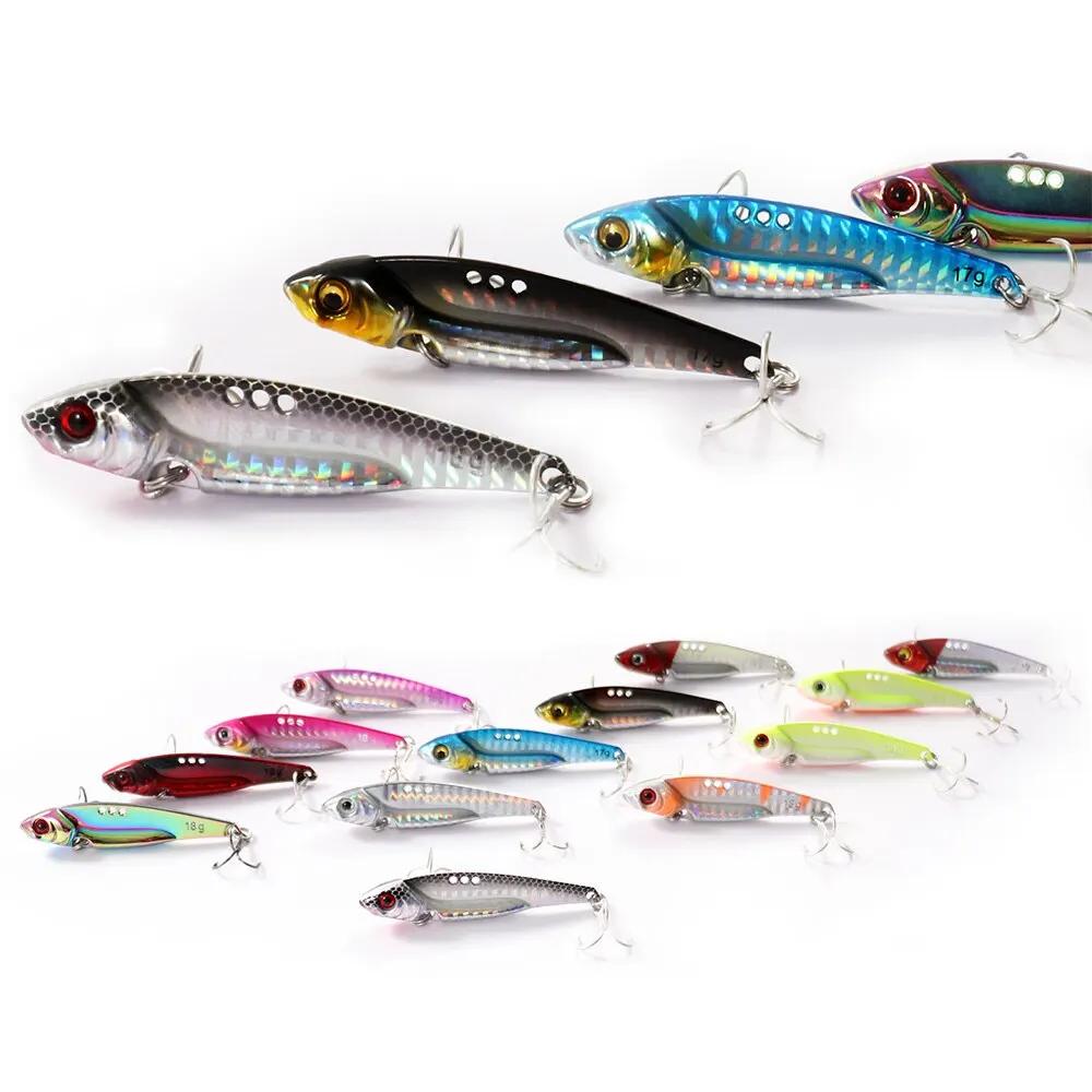 VIB leurre de pêche 7g 10g 18g gabarit en métal lame coulante moulée triple crochet Spinner cuillère