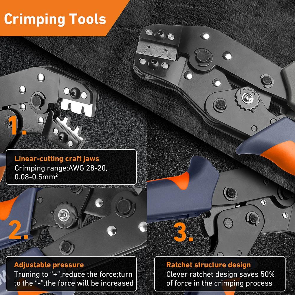 Kit d'outils de sertissage de fil SN-01BM AWG 28-20 (0.08-0,5 mm²), pince à sertir pour connecteurs