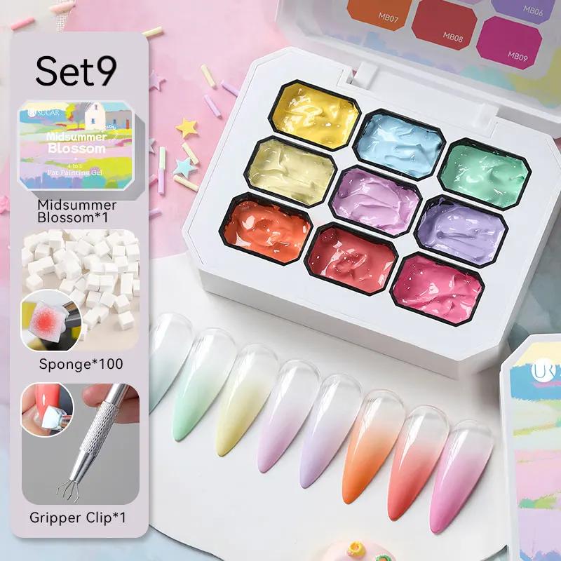 UR SUGAR 4 en 1 Pat peinture Gel vernis à ongles ensemble 9 couleurs Semi Permanent tremper UV LED o