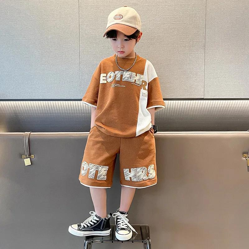 Nouvel été adolescents garçons vêtements ensembles enfant mode lettre haut et short 2 pièces enfants
