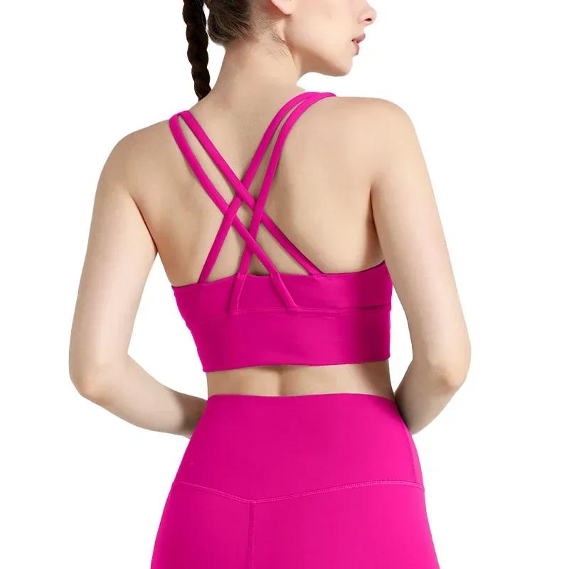 Soutien-gorge de sport Sexy pour femmes, gilet de Fitness, haut de sport, dos croisé, Yoga, course à
