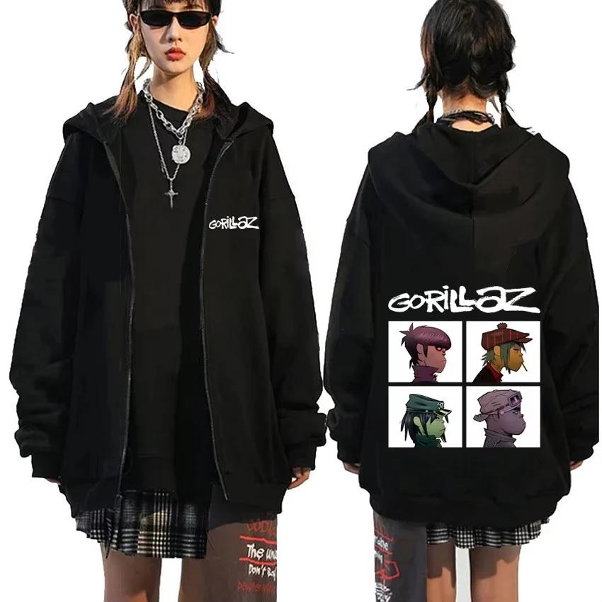 Rock Band Gorillaz Demon Days Album graphique sweat à capuche avec fermeture éclair hommes femmes Hi